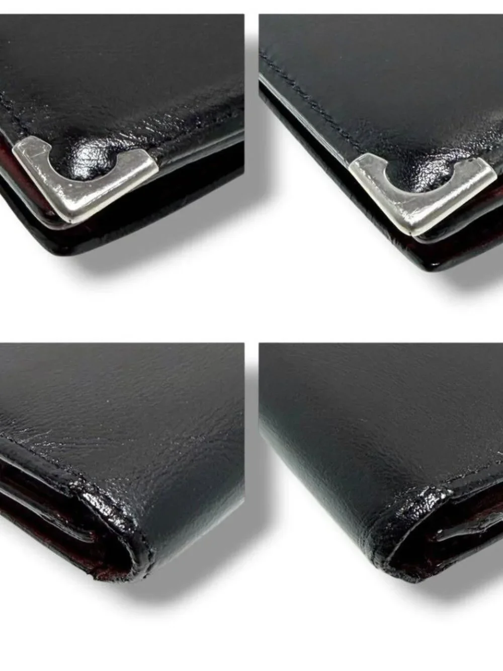 Excellent Cartier Black Leather Long Wallet Bill/Card Case w/ Card